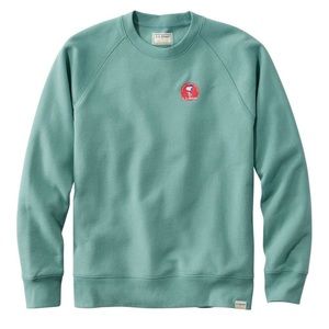 LL BEAN X PEANUTS Crewneck Sweatshirt Adult Sz Large Blue/Green Snoopy Outdoor